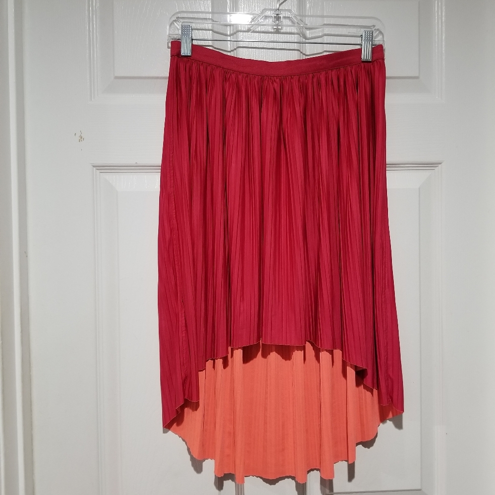 Xhilaration Coral & Fuchsia Reversible Jewel Tone Pleated High Low Asymmetrical